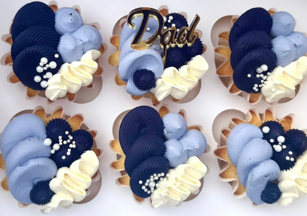 Royal Blue, Light Blue and White Cream Cupcakes