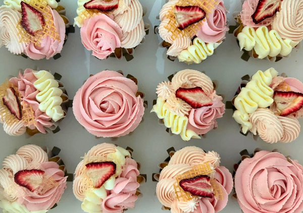 Strawberries and Cream Decorated Cupcakes made to order Quakers Hill